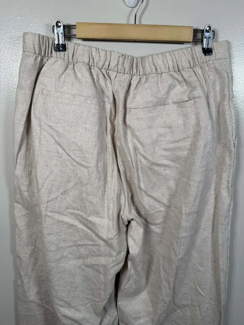 Banana Republic Hayden Wide Leg Linen Pants Size Large Pull On Neutral Coastal